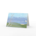 Beach Scene with Distant Sailboat Greeting Cards