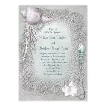 Beach Seashells Beach Wedding Personalized Announcement