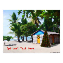 Beach Shack Under the Palms at Christmas Postcard