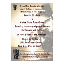 Beach Shoreline Tiki Wedding Invites