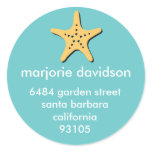 Beach starfish address labels yellow blue