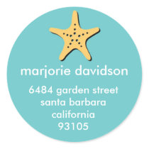 Beach starfish address labels yellow blue