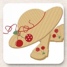Beach Straw Hat and Sandals Drink Coaster