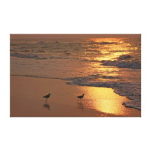 Beach Stroll at Sunrise Canvas Print