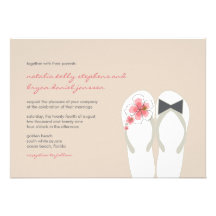 Beach Summer Hibiscus Flip Flops Wedding Invite