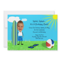 Beach Surf Photo Card Custom Invite