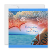 Beach theme wedding tropical cruise custom invites