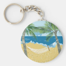 Beach ~ Tropical Beach Hammock Vacation Keychain