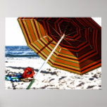 "Beach Umbrella Glow" Poster