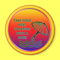 Beach vacation with a book magnets