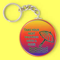 Beach vacation with a book keychains