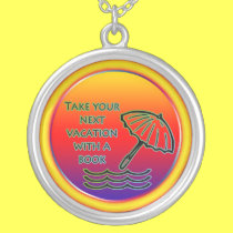 Beach vacation with a book necklaces