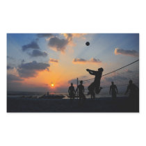 Beach Volleyball at Sunset Rectangular Sticker