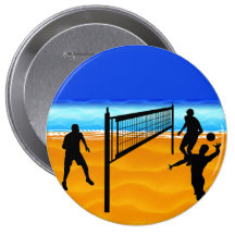 Beach Volleyball Pinback Button