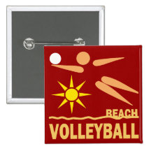 Beach Volleyball Pinback Buttons