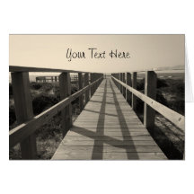 Beach Walk in Sepia Greeting Cards