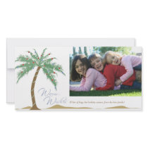 Beach Warm Wishes, Holiday Palm Tree Customized Photo Card