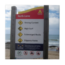 Beach Warning Sign Tile