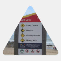 Beach Warning Sign Triangle Sticker