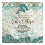 Beach Wedding Invitation Dolphins Vintage Teal