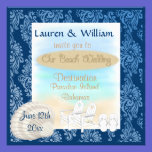 Beach Wedding Invitation With Damask Design invitations