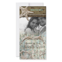 Beach Wedding Photocard Dolphins Beige Shells Customized Photo Card