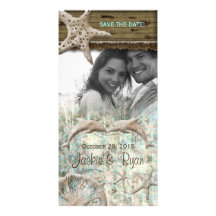 Beach Wedding Photocard Dolphins Beige Shells Customized Photo Card