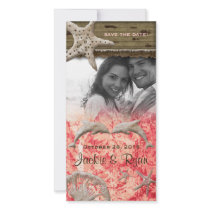 Beach Wedding Photocard Dolphins Coral Shells Personalized Photo Card