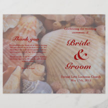 Beach Wedding Program:  Multicolored Seashell Flyer Design