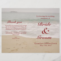 Beach Wedding Program:  Sandy Beach Full Colour Flyer