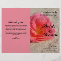 Beach Wedding Programs:  Rose on Sand Flyer Design