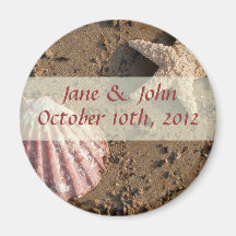 Beach Wedding Save the Date Seashell Magnet