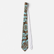 Beach Wedding Tie Hibiscus Floral Luau Blue Brown