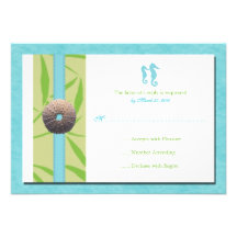 Beach Weddings -Aqua Blue RSVP cards Custom Invites