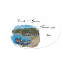 beach weddings oval stickers