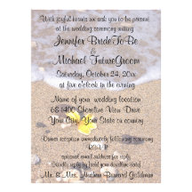 Beach Weddings Yellow Plumeria with RSVP Personalized Invite