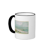 Beach with figures and a jetty. c.1830 coffee mug