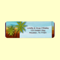 Beach with Palm Tree designer label labels