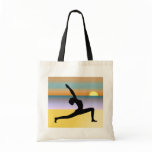 Beach Yoga Woman Posing Silhouette Budget Tote Bag