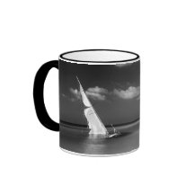 Beached Sailboat in Black & White - Destin, FL Coffee Mugs