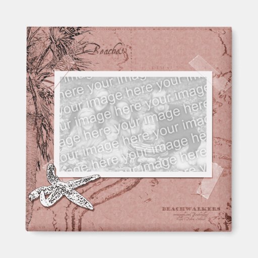 Beachwalker Collage - Sepia Fridge Magnet