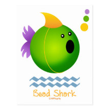 Bead Shark - Green Postcards