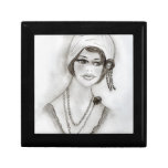 Beaded Flapper Girl Trinket Box