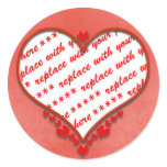 Beaded Heart Photo Frame Round Stickers