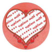 Beaded Heart Photo Frame Round Stickers