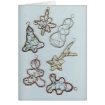 Beaded Wire Christmas Ornaments Greeting Cards