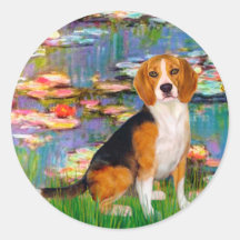 Beagle 7 - Lilies 2 Round Sticker