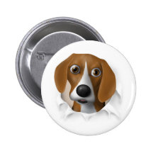 Beagle Busting Out Pinback Button