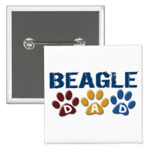 BEAGLE DAD Paw Print Button