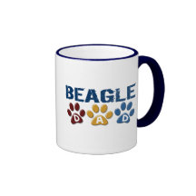 BEAGLE DAD Paw Print Coffee Mugs